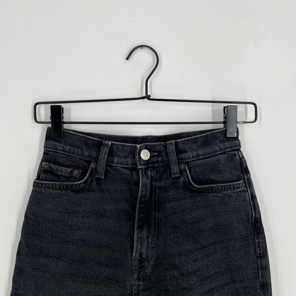 Cos Straight Leg Extra High Rise Ankle Length Washed Black Jeans